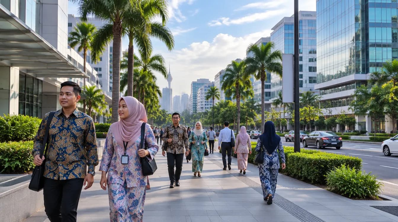 Pekerja pejabat di kawasan bandar Malaysia