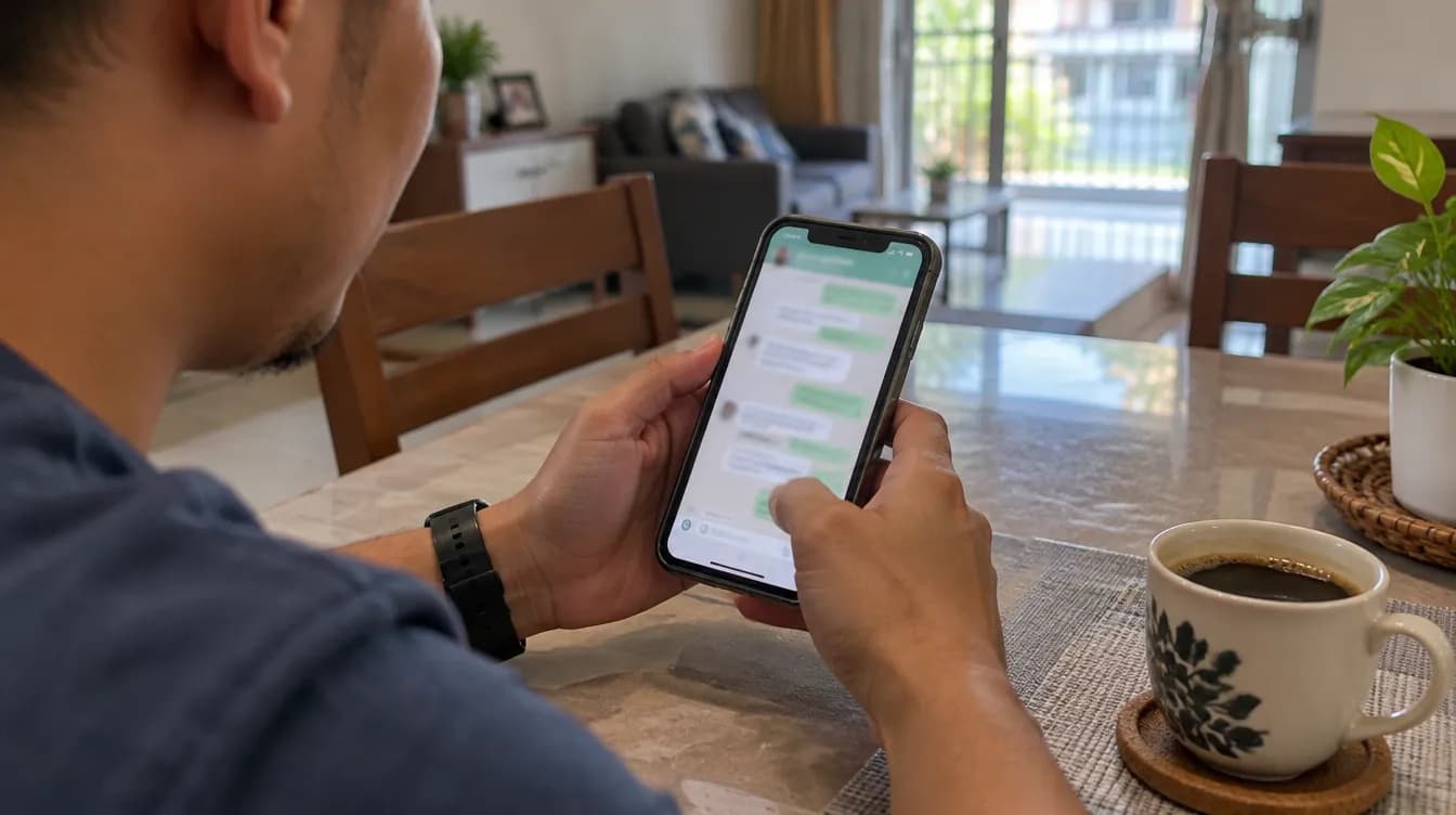 Berbincang dengan konsultan melalui telefon pintar