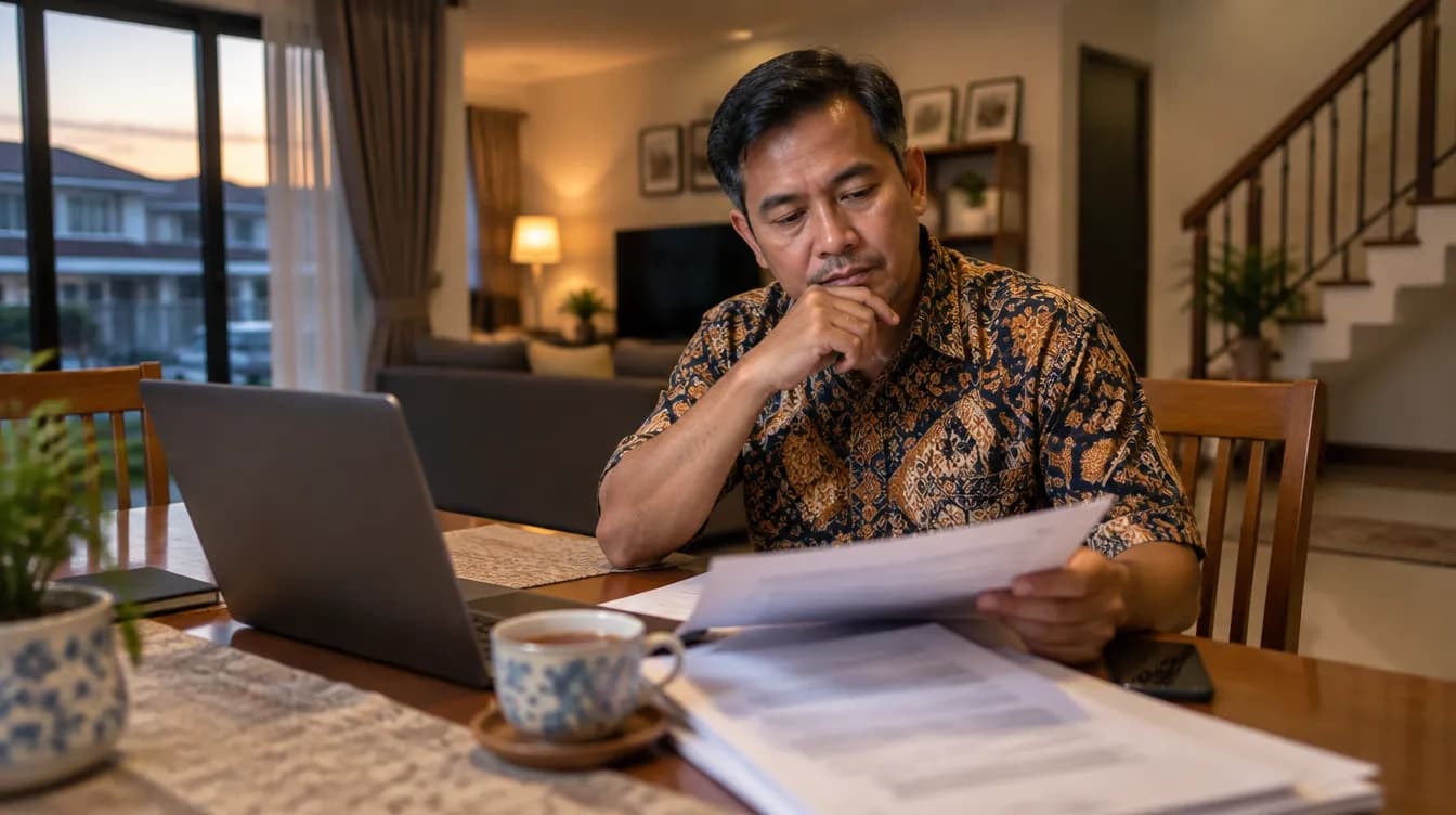 Menyemak rekod kewangan di rumah